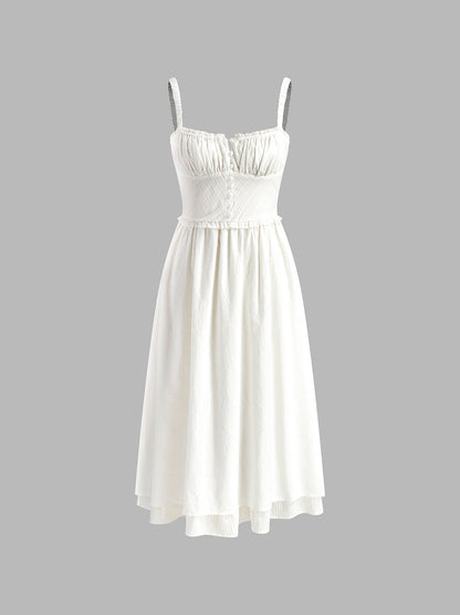 Élise - Robe Élégante Invitée Mariage Femme avec Bretelles et Volants