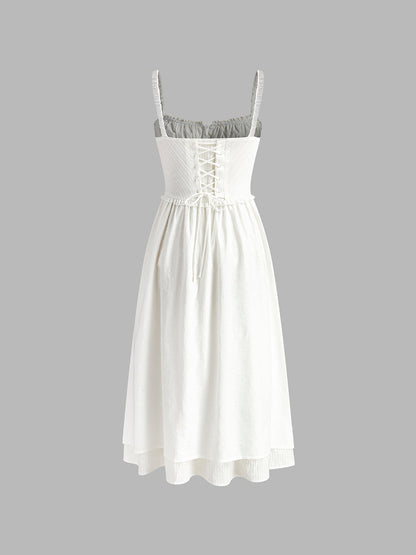 Élise - Robe Élégante Invitée Mariage Femme avec Bretelles et Volants