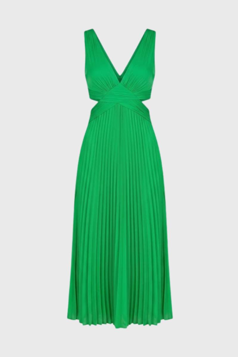 Maxi Robe Femme - Plissée Col V Profond | Élégante — Vert