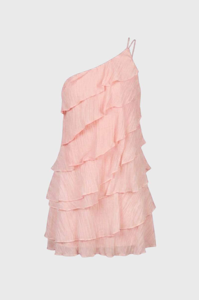 Mini Robe Femme - Asymétrique à Volants Étagés | Féminine — Rose