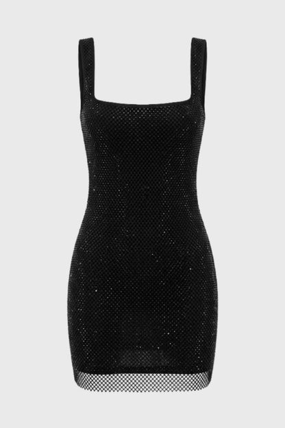Mini Robe Femme - Moulante avec Détails | Scintillante - Noir