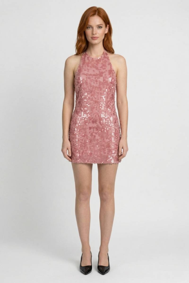 Mini Robe Femme - Paillettes Col Halter | Brillante