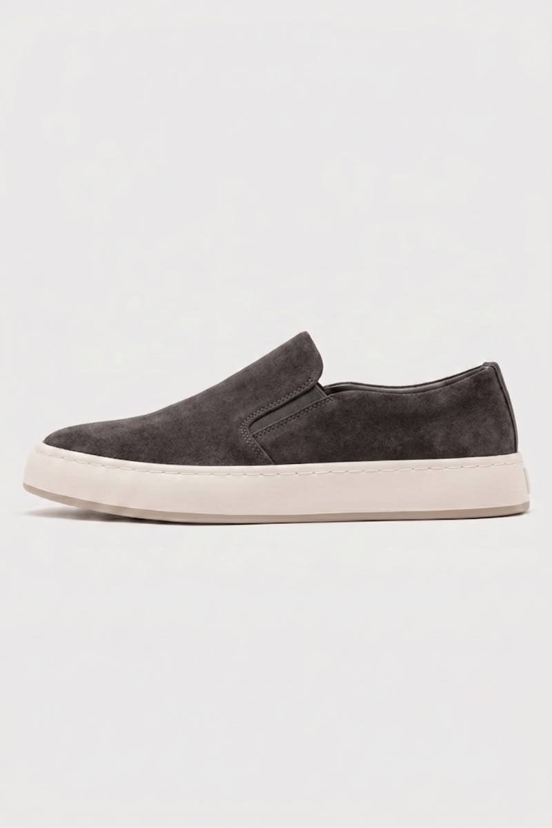 Mocassin Homme - Style Slip-On Semelle Blanche | Décontracté — Gris Foncé