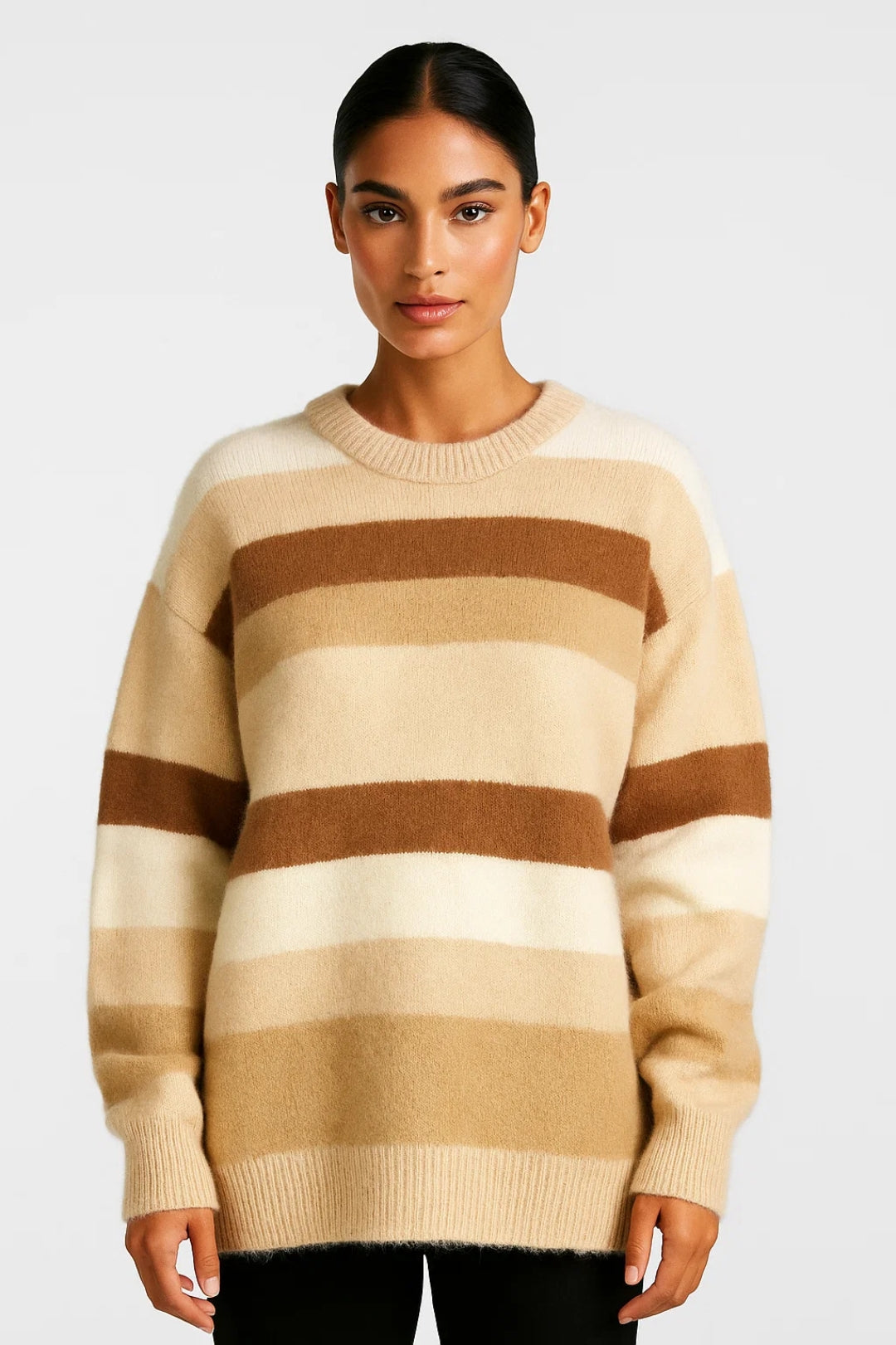 Pull Rayé Femme | Pull à Col Rond Oversize | Doux et Décontracté