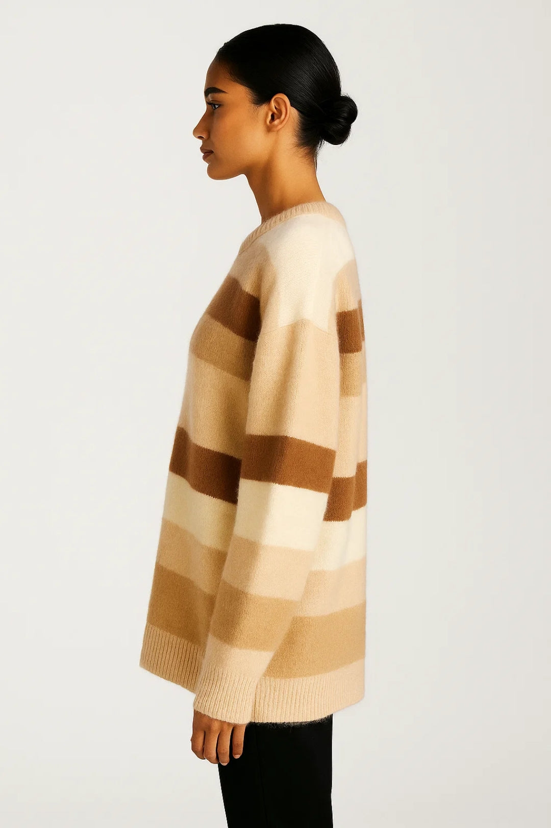 Pull Rayé Femme | Pull à Col Rond Oversize | Doux et Décontracté