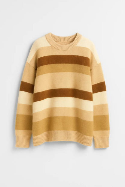 Pull Rayé Femme | Pull à Col Rond Oversize | Doux et Décontracté