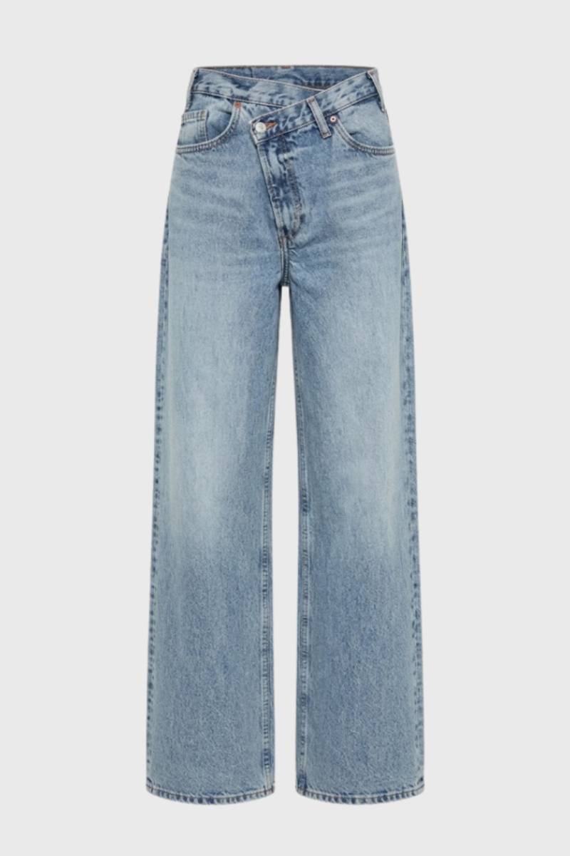 Pantalon Femme - Évasé Taille Haute avec Boucle | Décontracté — Bleu Clair
