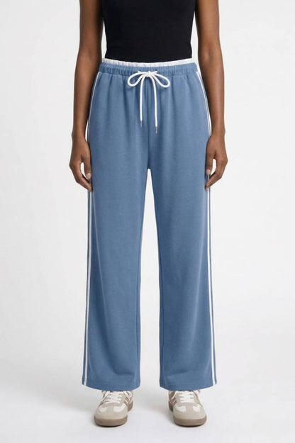 Pantalon Femme - Large avec Bandes Latérales | Sport — Bleu