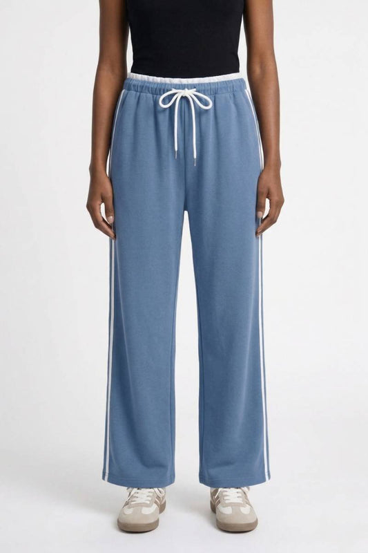 Pantalon Femme - Large avec Bandes Latérales | Sport — Bleu