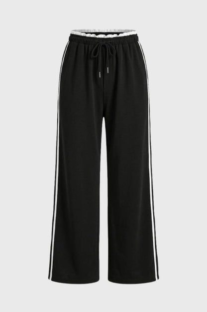 Pantalon Femme - Large avec Bandes Latérales | Sport — Noir