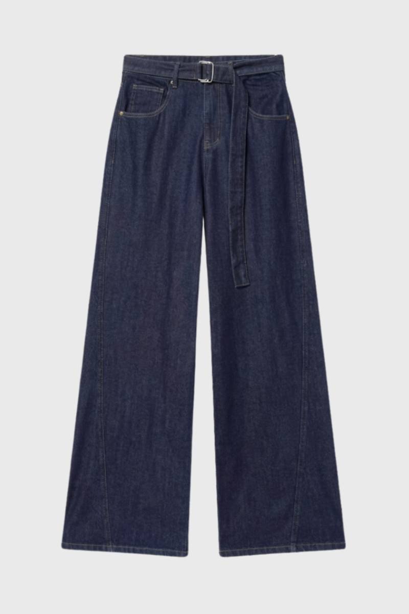 Pantalon Femme - Taille Haute avec Ceinture | Élégant — Bleu foncé