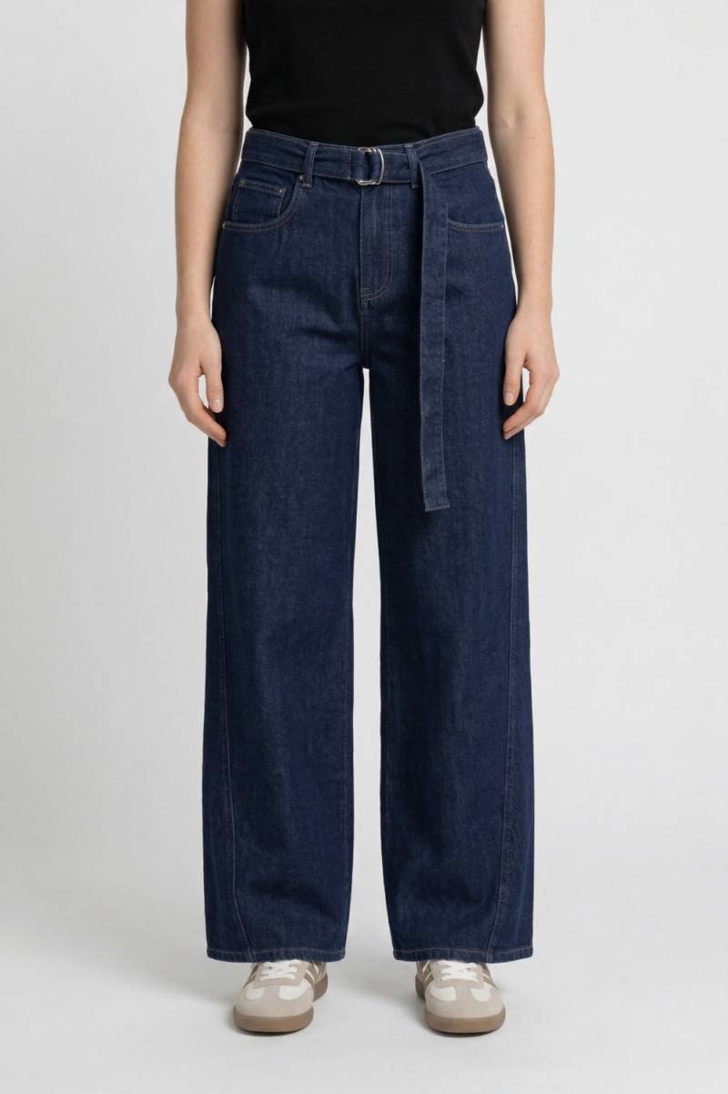 Pantalon Femme - Taille Haute avec Ceinture | Élégant — Bleu foncé