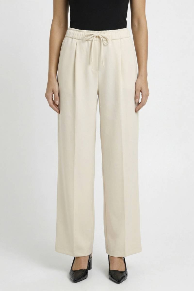 Pantalon Femme - Taille Haute avec Cordon de Serrage | Large — Crème