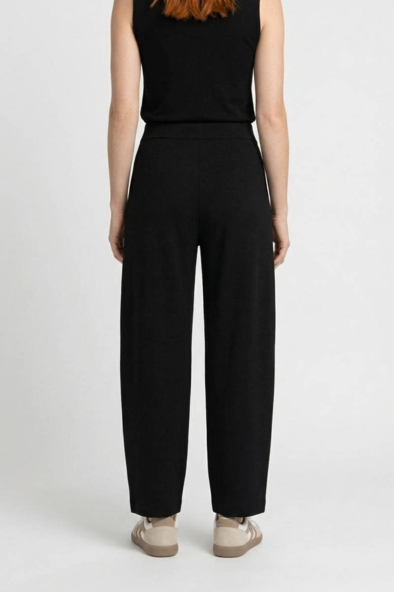 Pantalon Femme - Taille Haute Large avec Plis | Élégant — Noir