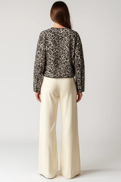 Manteau Léger à Motif Léopard | Chaud et Stylé | Beige et Noir