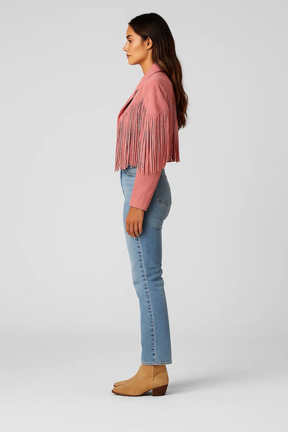 Vestes Décontractées | Veste courte à franges pour femme | Tendance western revisitée