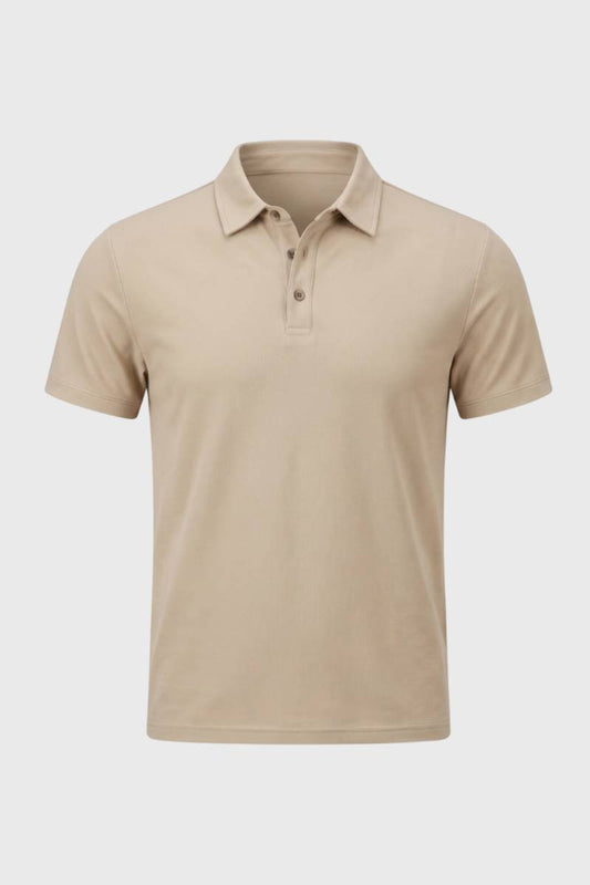 Polo Homme - Classique Manches Courtes avec Col | Décontracté — Beige