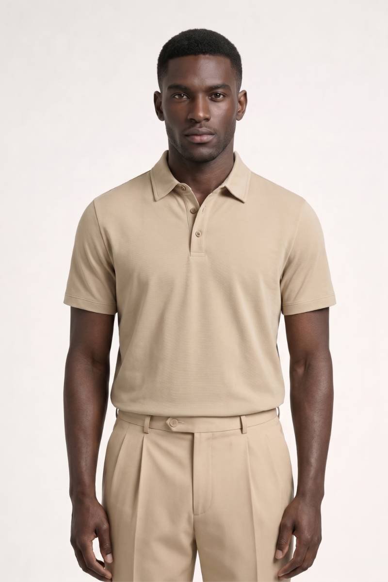 Polo Homme - Classique Manches Courtes avec Col | Décontracté — Beige
