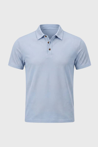 Polo Homme - Classique Manches Courtes avec Col | Décontracté — Bleu Clair