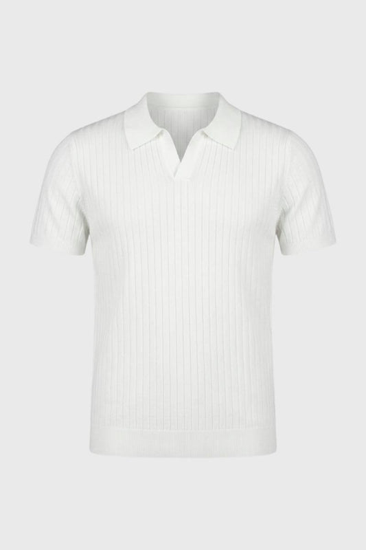 Polo Homme - Côtelé avec Col Classique | Élégant — Blanc