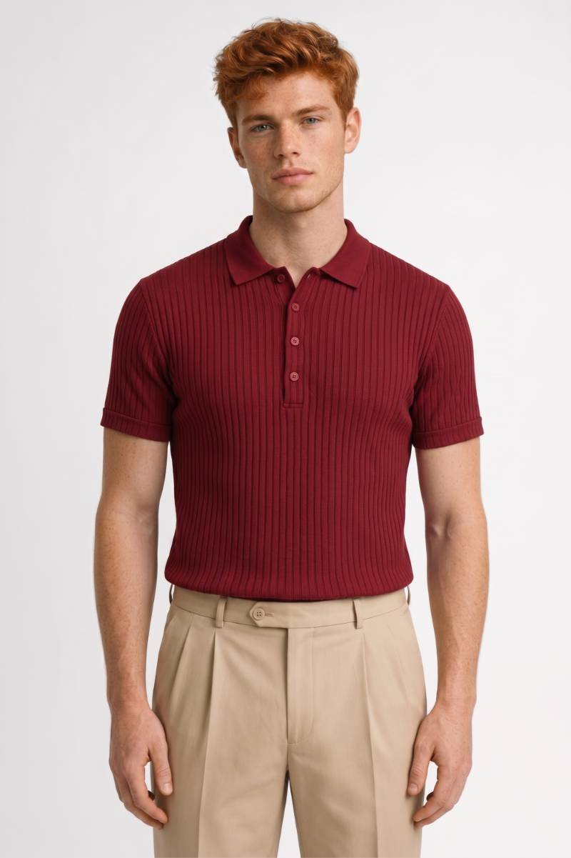 Polo Homme - Côtelé Col Classique Manches Courtes | Sport — Bordeaux