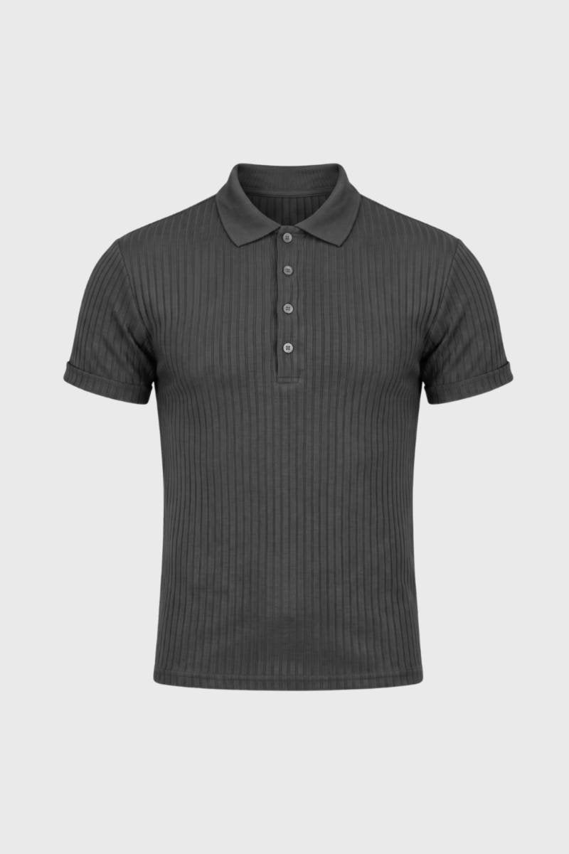 Polo Homme - Côtelé Col Classique Manches Courtes | Sport — Gris Foncé