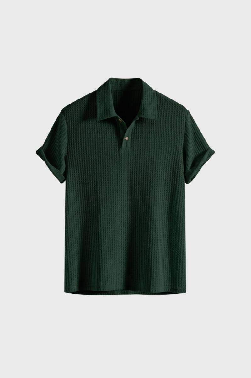 Polo Homme - Côtelé Manches Courtes Col Classique | Décontracté — Vert