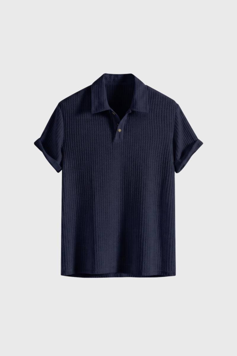 Polo Homme - Côtelé Manches Courtes Col Classique | Décontracté — Marine
