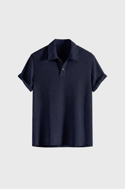 Polo Homme - Côtelé Manches Courtes Col Classique | Décontracté — Marine