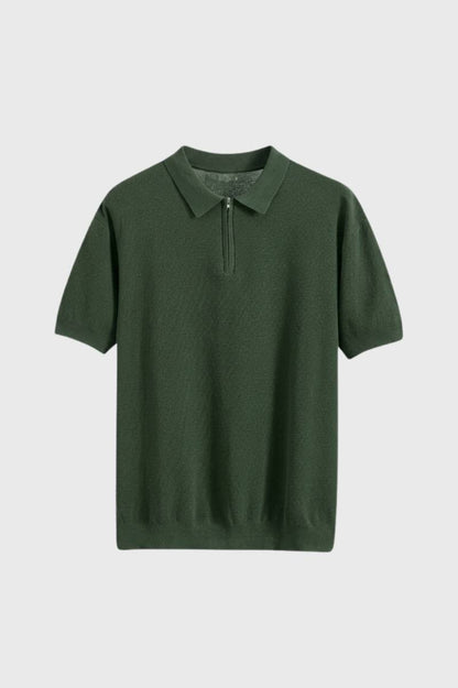 Polo Homme - Fermeture Zip Col Classique Manches Courtes | Chic — Vert