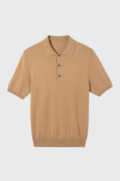 Polo Homme - Maille Fine Col Revers | Décontracté Élégant - Camel