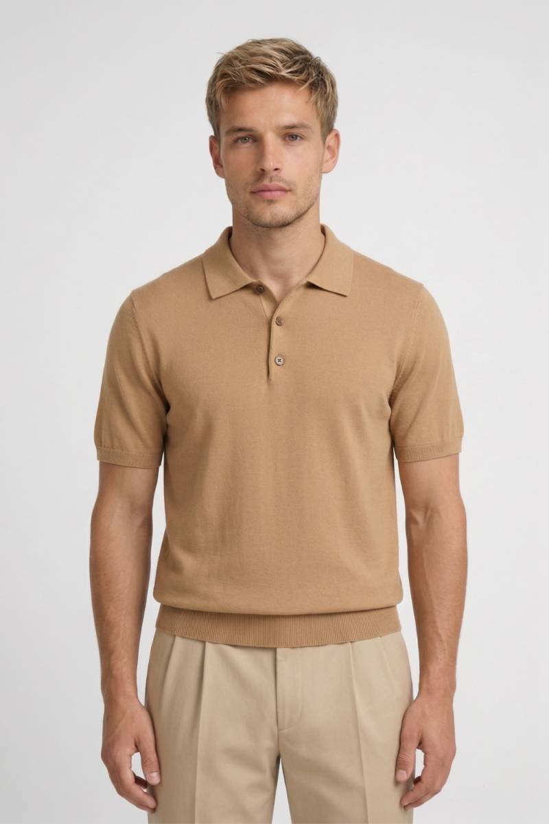 Polo Homme - Maille Fine Col Revers | Décontracté Élégant - Camel
