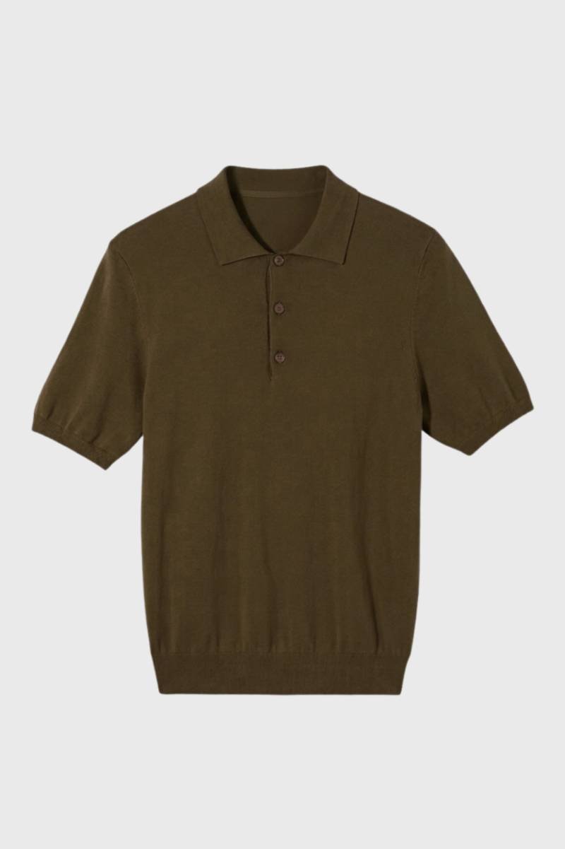 Polo Homme - Maille Fine Col Revers | Décontracté Élégant - Olive