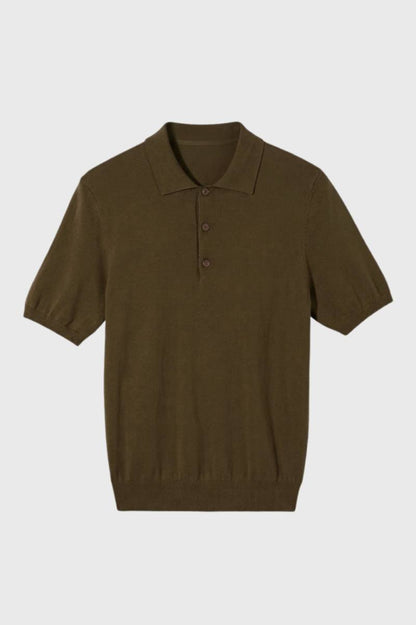 Polo Homme - Maille Fine Col Revers | Décontracté Élégant - Olive