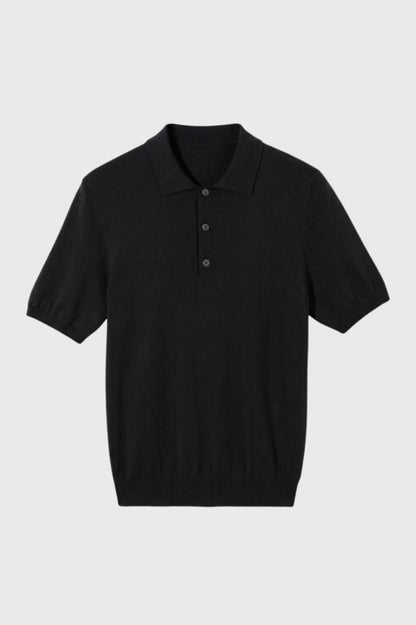 Polo Homme - Maille Fine Col Revers | Décontracté Élégant - Noir