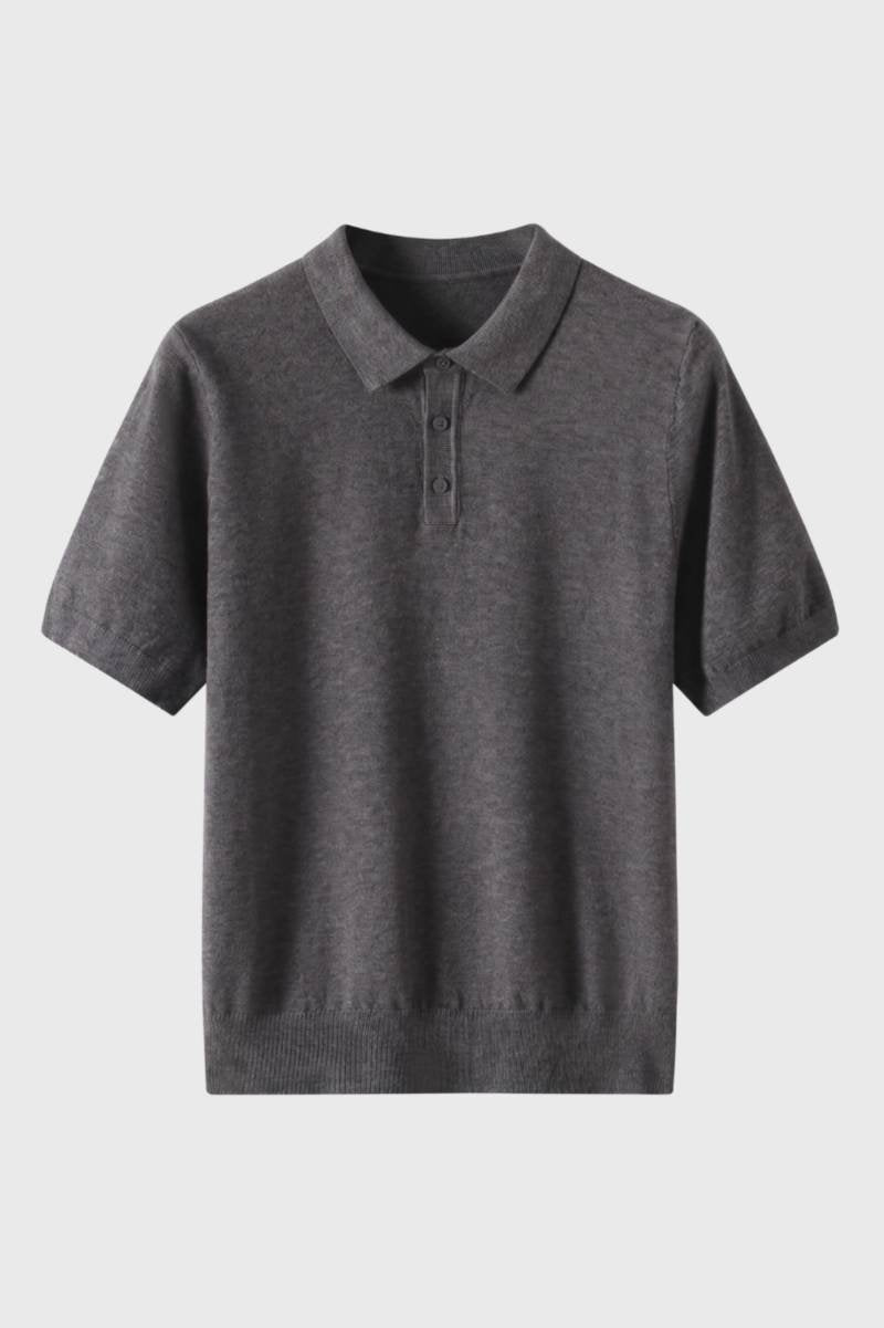 Polo Homme - Maille Fine Élégante Manches Courtes | Raffiné — Gris