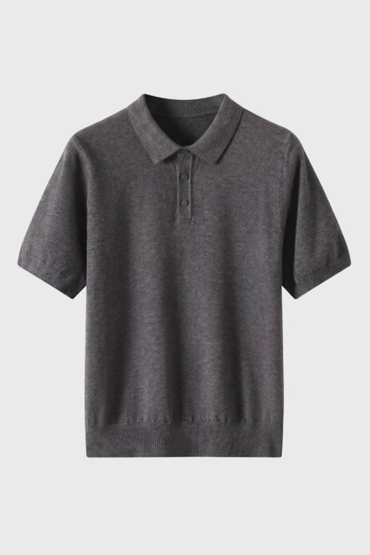 Polo Homme - Maille Fine Élégante Manches Courtes | Raffiné — Gris
