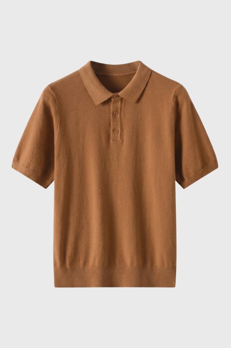 Polo Homme - Maille Fine Élégante Manches Courtes | Raffiné — Camel