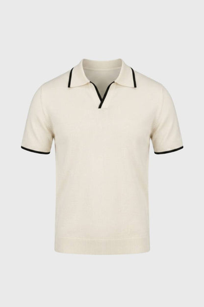 Polo Homme - Maille Fine Liseré Contrasté | Classique — Crème