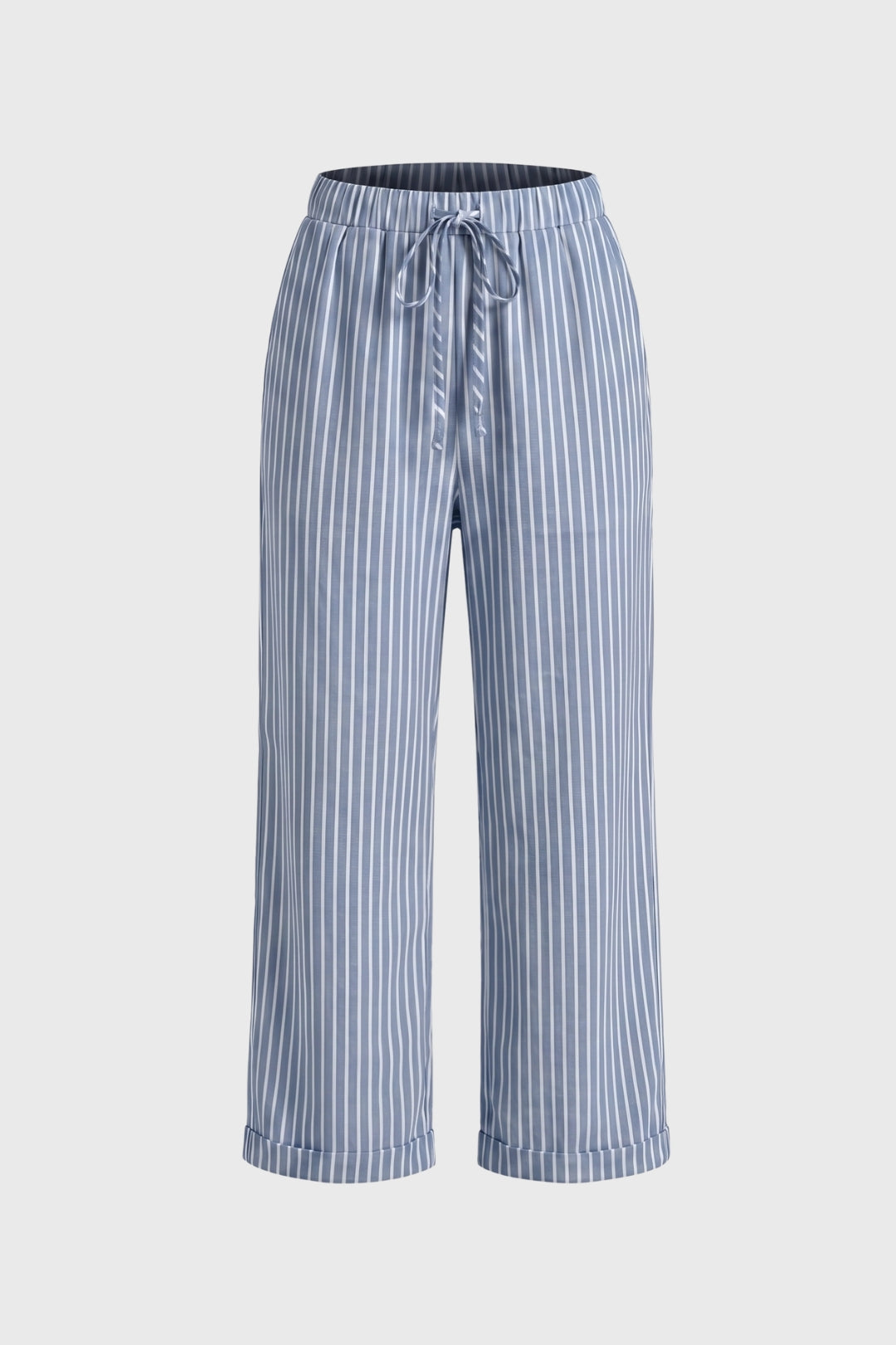 Pantalon Femme - Rayé Taille Haute avec Cordon | Décontracté
