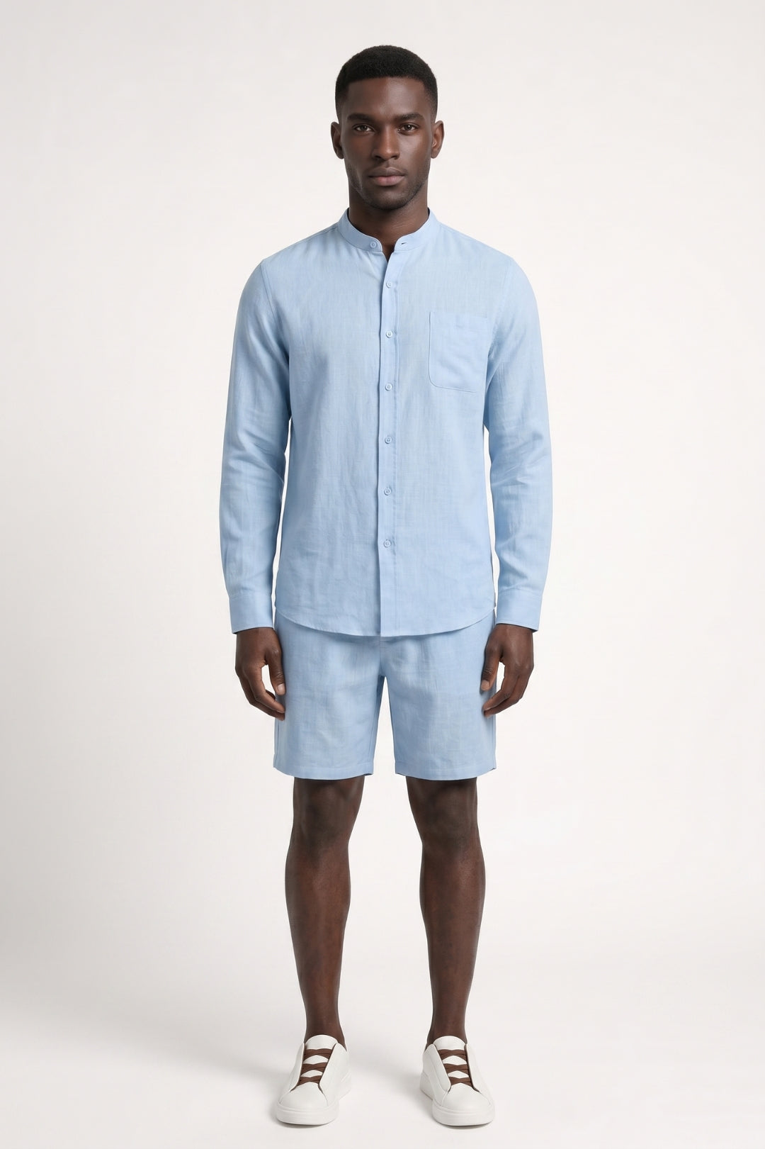 Ensemble Homme - Col Mao Manches Longues avec Short Coordonné | Élégant