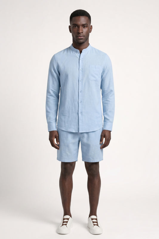 Ensemble Homme - Col Mao Manches Longues avec Short Coordonné | Élégant
