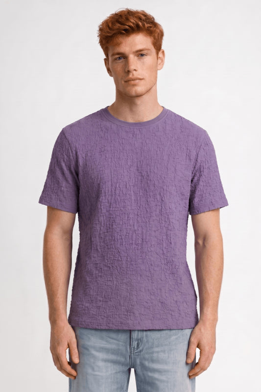 T-shirt Homme - Texture Relief Col Rond Manches Courtes | Moderne