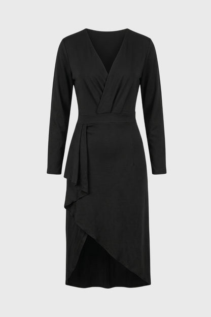 Robe Midi Femme - Portefeuille Col V avec Ceinture | Élégant