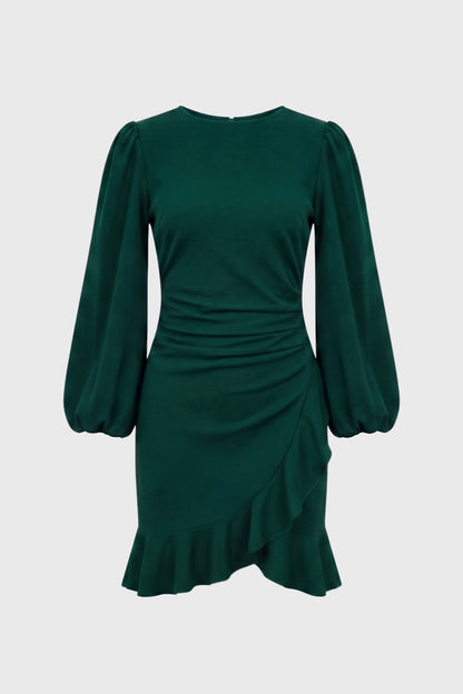 Robe Mini Femme - Manches Bouffantes Volant Asymétrique | Chic