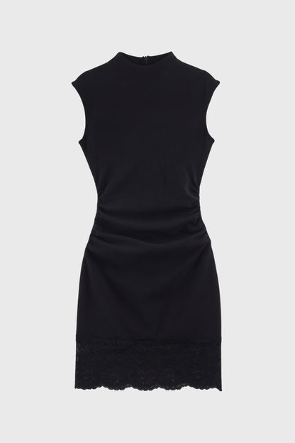 Robe Mini Femme - Sans Manches Col Montant Ourlet | Élégant