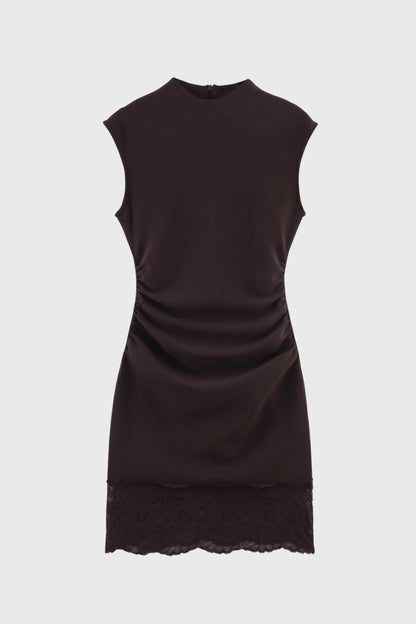Robe Mini Femme - Sans Manches Col Montant Ourlet | Élégant