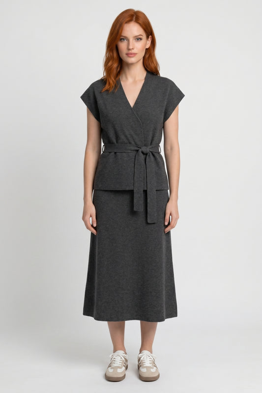 Ensemble Femme - Col Croisé Ceinturé Sans Manches | Professionnel