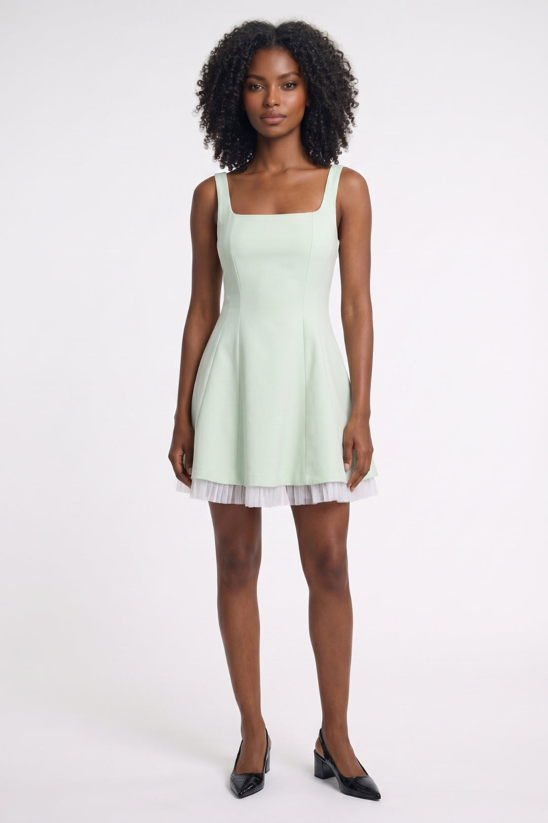 Robe Mini Femme - Bretelles Larges Contrasté | Romantique