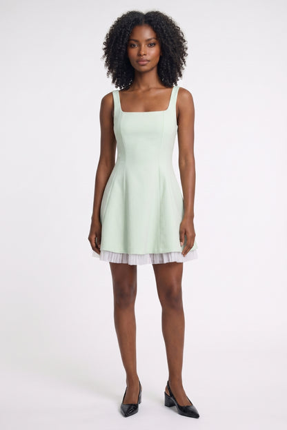 Robe Mini Femme - Bretelles Larges Contrasté | Romantique